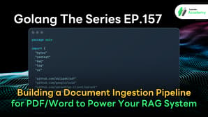 Architecture diagram of a Document Ingestion Pipeline extracting text from PDF and Word files using Golang and upserting it into Qdrant Database for a RAG system.