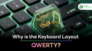 Graphic illustration of QWERTY keyboard layout and ergonomic alternative layouts for developers.