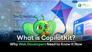 CopilotKit article cover featuring the Superdev Academy green butterfly mascot and a tech interface layout, illustrating how web developers can integrate AI and Generative UI features into their products.