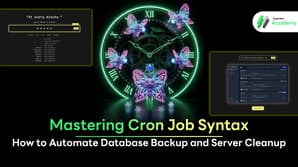 Infographic explaining Cron Job 5-star syntax for Linux task scheduling and automation - Superdev Academy
